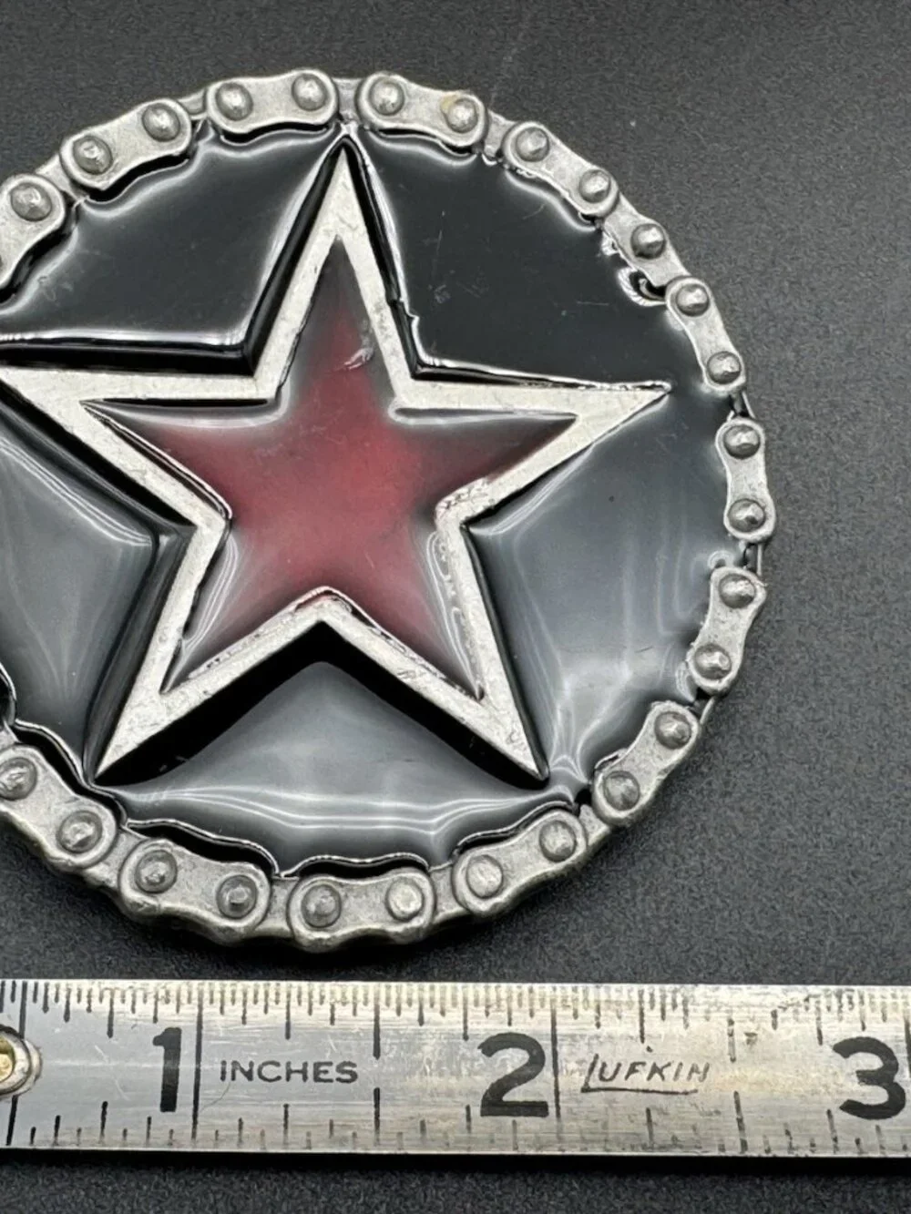 Rock Star Belt Buckle Black and Silver Tone